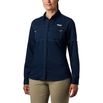 Columbia PFG Lo Drag Long Sleeve, Camisa Azul Marino Para Mujer | 496258-HKQ